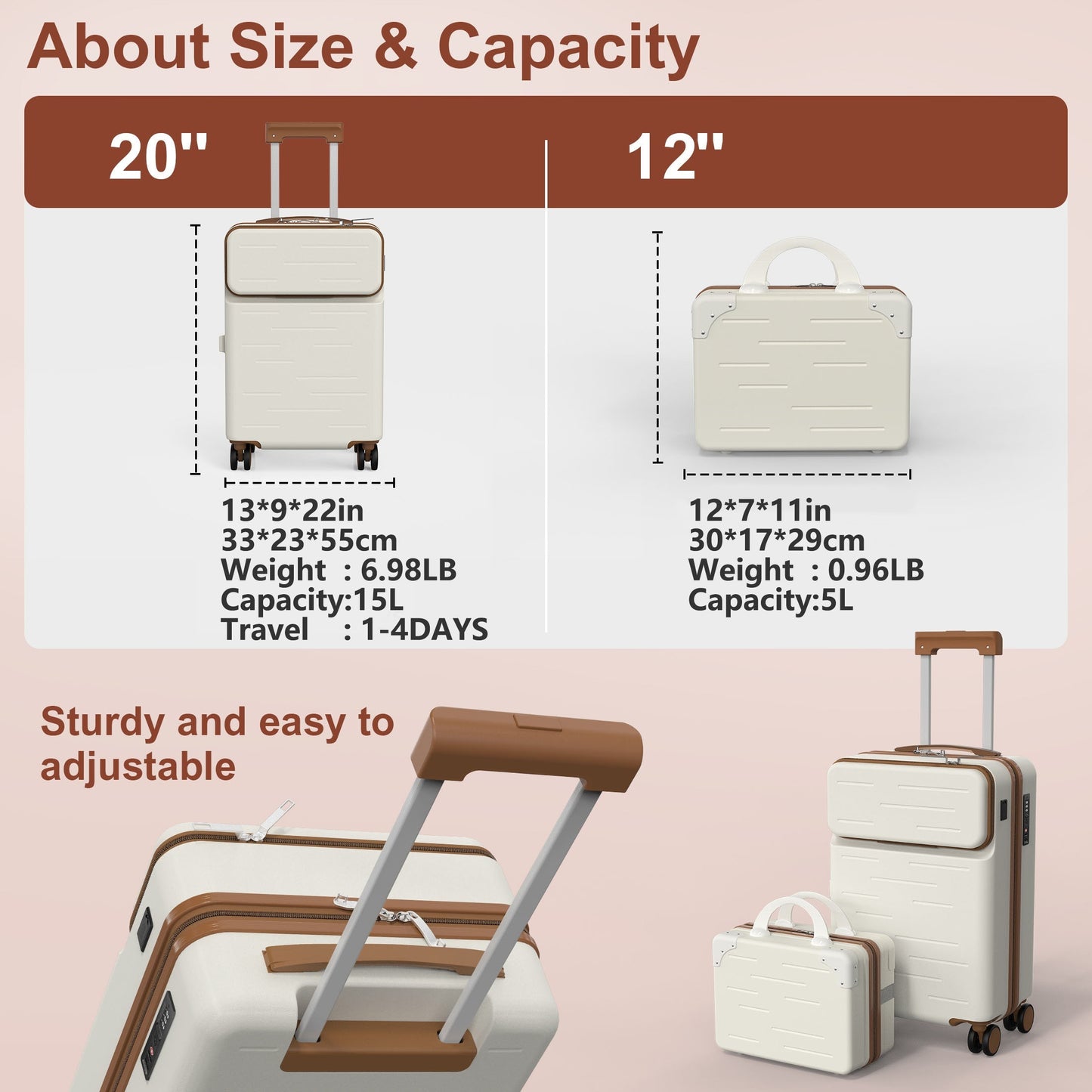 2 Pcs Luggage Set – Carry-On Hardshell Suitcase with TSA Lock, USB Port, and Spinner Wheels