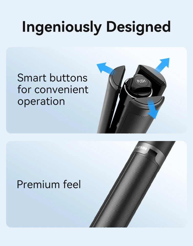 TELESIN 1.3M Magnetic Selfie Stick Tripod with Bluetooth Remote – Perfect for iPhone, Xiaomi, Huawei, Samsung, and Smartphones