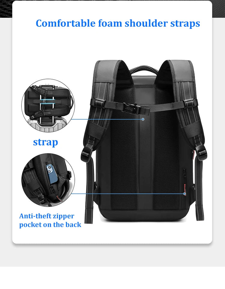 Travel Men's 17-Inch Laptop Backpack – Expandable Business and School Bag with Vacuum Compression and Large Capacity