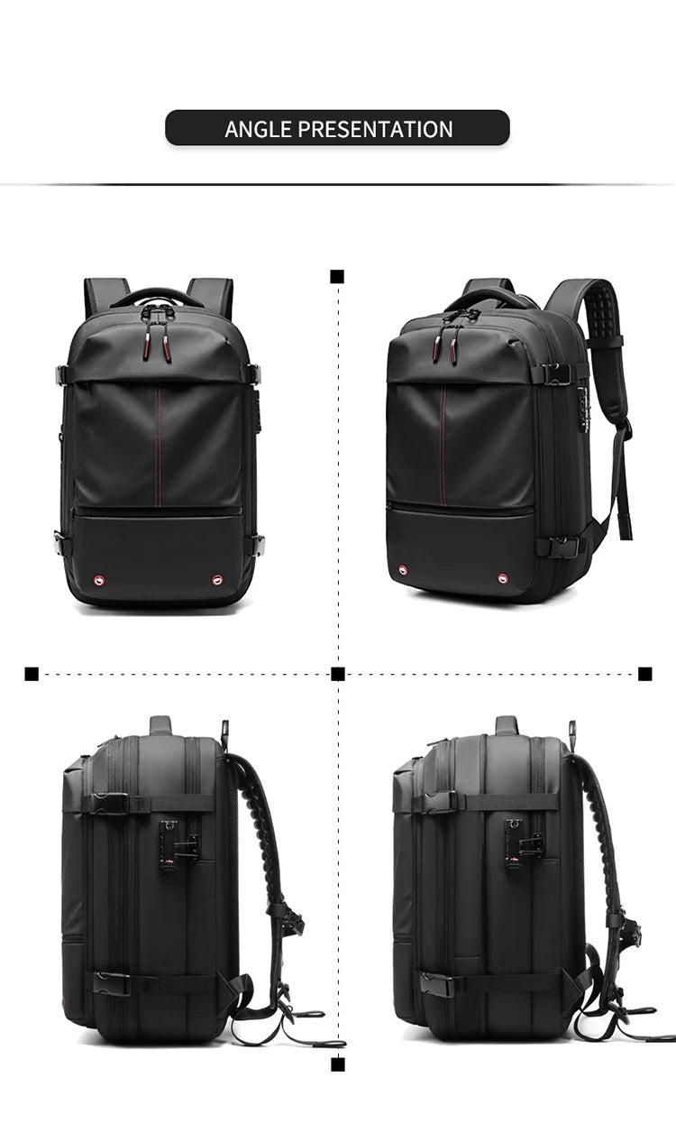 Travel Men's 17-Inch Laptop Backpack – Expandable Business and School Bag with Vacuum Compression and Large Capacity