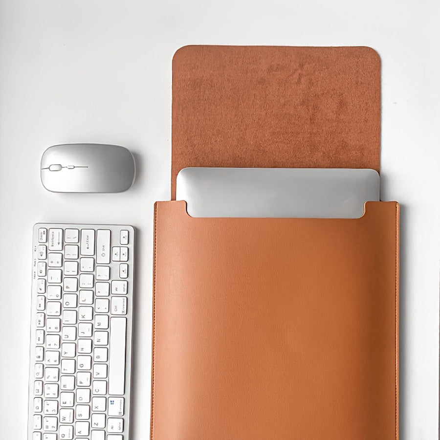Versatile Faux Leather Laptop Sleeve with Mouse Pad – Fits 13” to 16” Laptops
