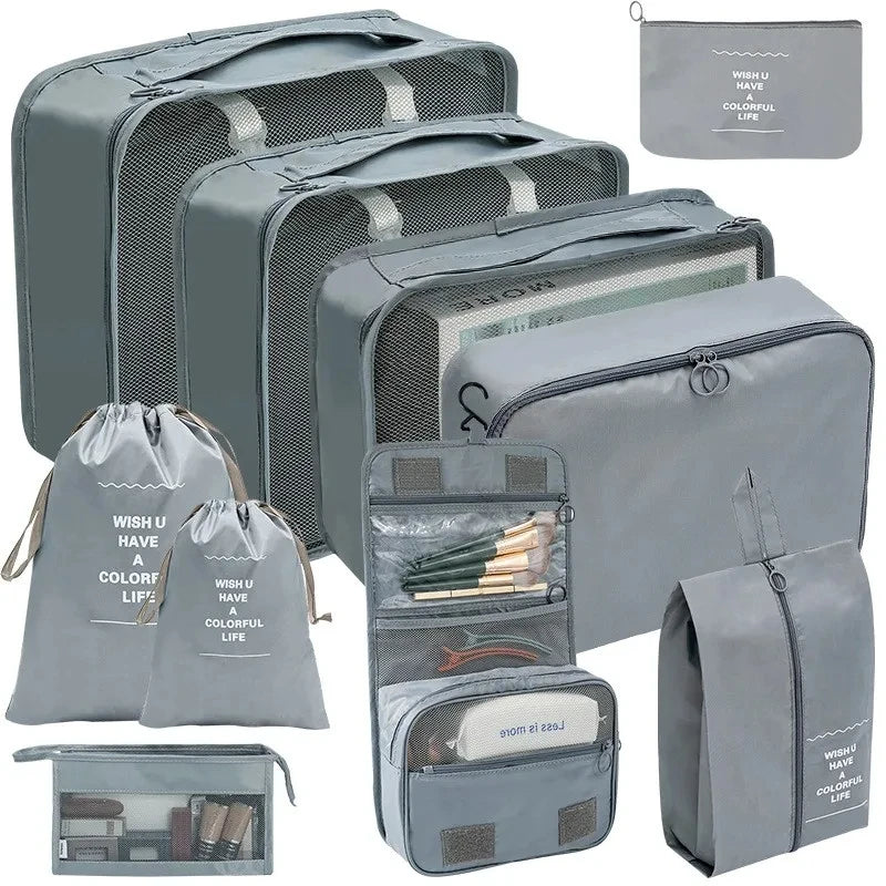 10-Piece Travel Organizer Set - Packing Cubes for Clothes, Shoes & Toiletries