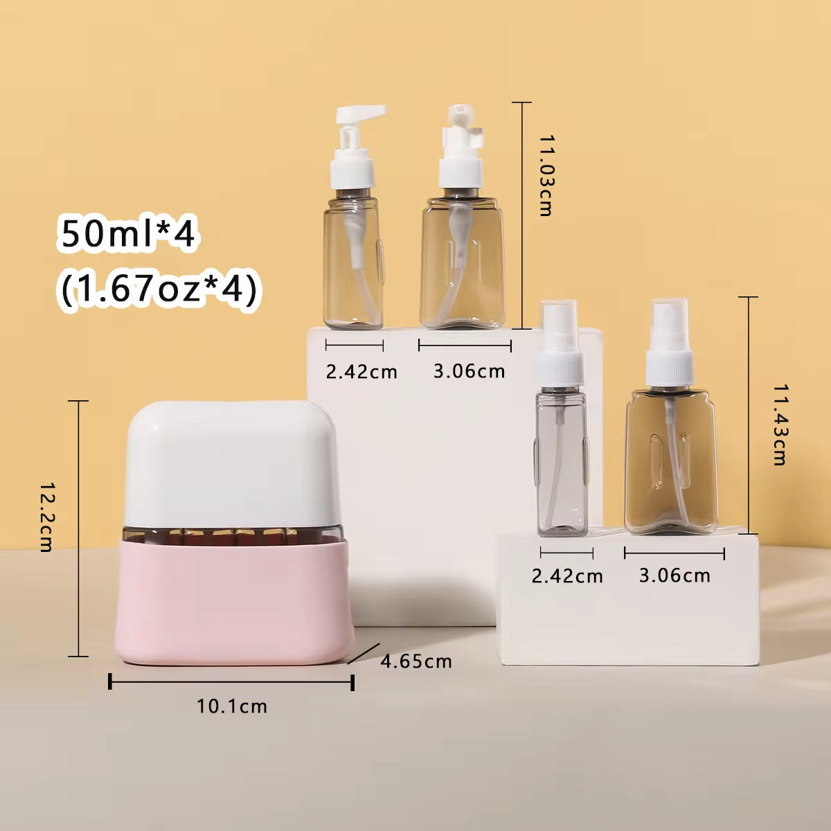 4 in 1 50Ml Travel Bottle Set Combination Shampoo Shower Gel Hand Wash Lotion Spray Empty Bottle Travel Kit Accessories