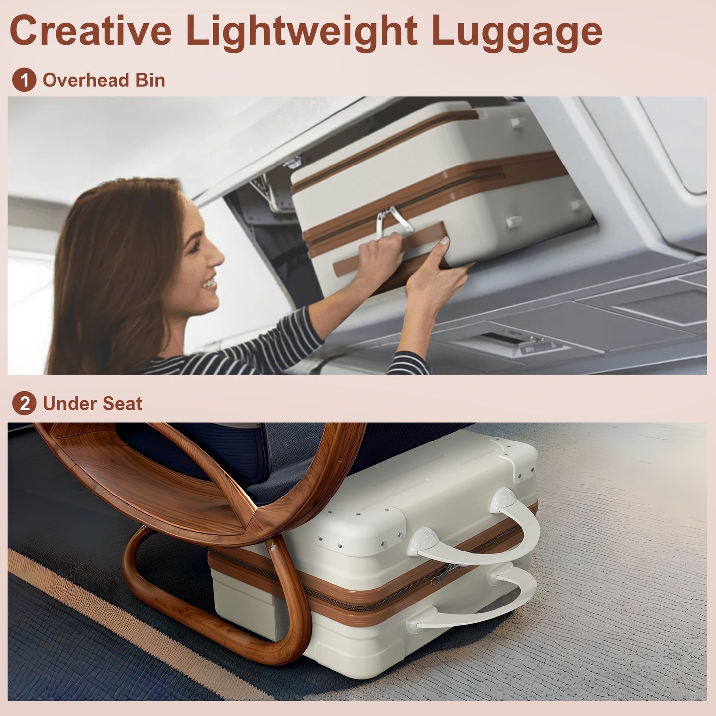2 Pcs Luggage Set – Carry-On Hardshell Suitcase with TSA Lock, USB Port, and Spinner Wheels