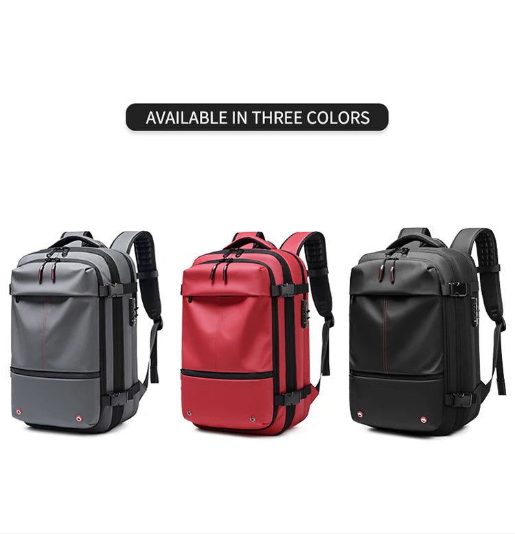 Travel Men's 17-Inch Laptop Backpack – Expandable Business and School Bag with Vacuum Compression and Large Capacity