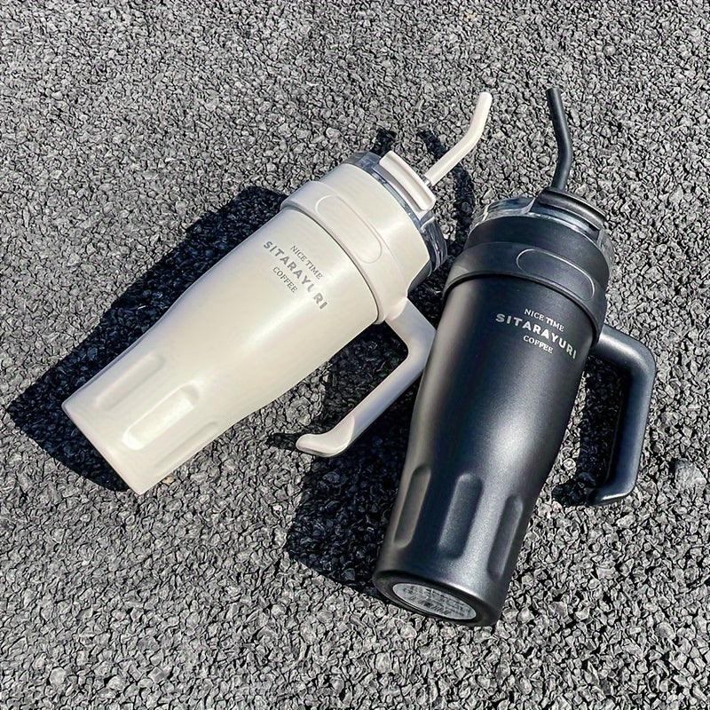 1140ml Large Stainless Steel Insulated Water Cup – Leak-Proof Tumbler with Straw for Hot and Cold Drinks