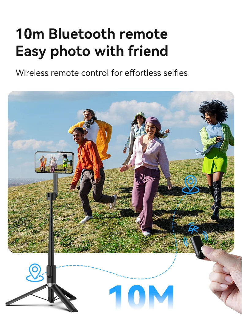 TELESIN 1.3M Magnetic Selfie Stick Tripod with Bluetooth Remote – Perfect for iPhone, Xiaomi, Huawei, Samsung, and Smartphones