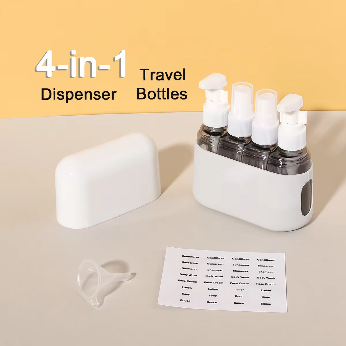 4 in 1 50Ml Travel Bottle Set Combination Shampoo Shower Gel Hand Wash Lotion Spray Empty Bottle Travel Kit Accessories