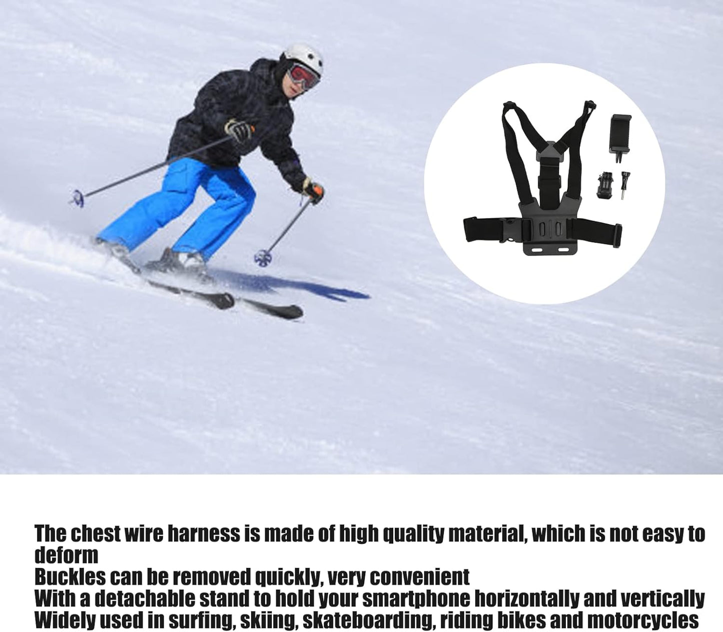 1 PC Adjustable Phone Clip Holder with Chest Strap – Hands-Free Accessory for Mobile Phones and Sport Cameras