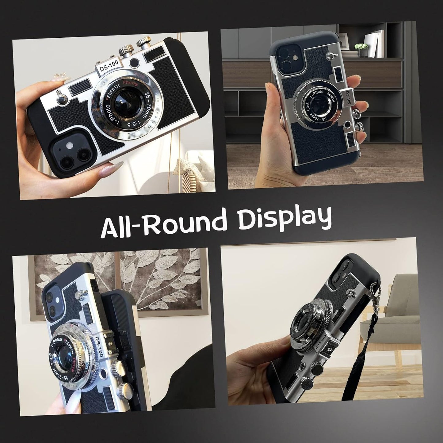 Emily In Paris 3D Retro Camera Leather Case for iPhone 13 to 16 Pro Max