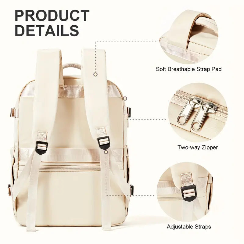 FLCC Large Capacity Travel Laptop Backpack for Women and Men - Airline-Approved Cabin Backpack for EasyJet and Ryanair