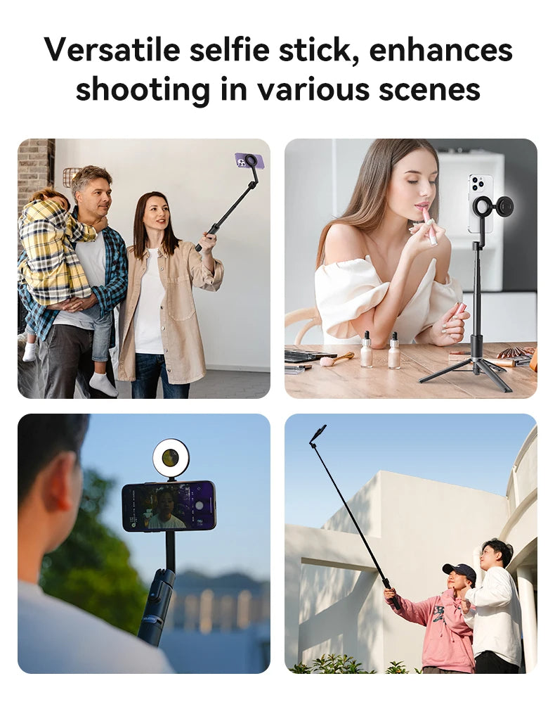 TELESIN 1.3M Magnetic Selfie Stick Tripod with Bluetooth Remote – Perfect for iPhone, Xiaomi, Huawei, Samsung, and Smartphones