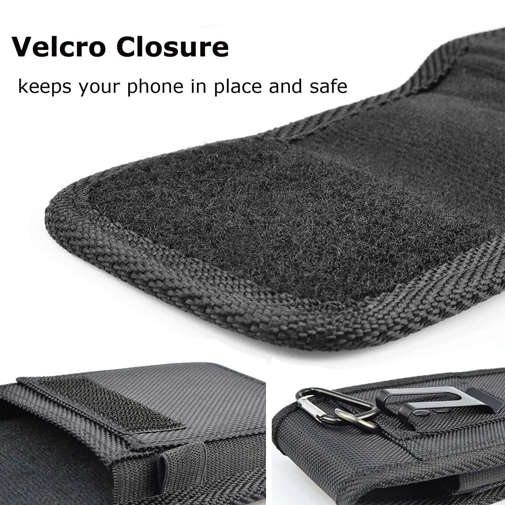 Vertical Nylon Cell Phone Belt Clip Holster – Durable Pouch with Card Slot and Keychain Loop for Phones 4.0"-6.7"