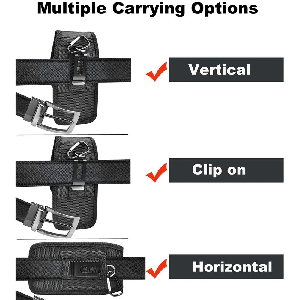 Vertical Nylon Cell Phone Belt Clip Holster – Durable Pouch with Card Slot and Keychain Loop for Phones 4.0"-6.7"