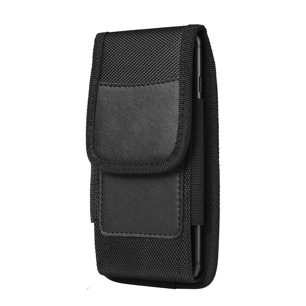 Vertical Nylon Cell Phone Belt Clip Holster – Durable Pouch with Card Slot and Keychain Loop for Phones 4.0"-6.7"