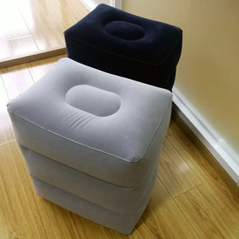 PVC Inflatable Travel Footrest Pillow for Kids and Adults – Ideal for Airplane, Car, and Bus Travel