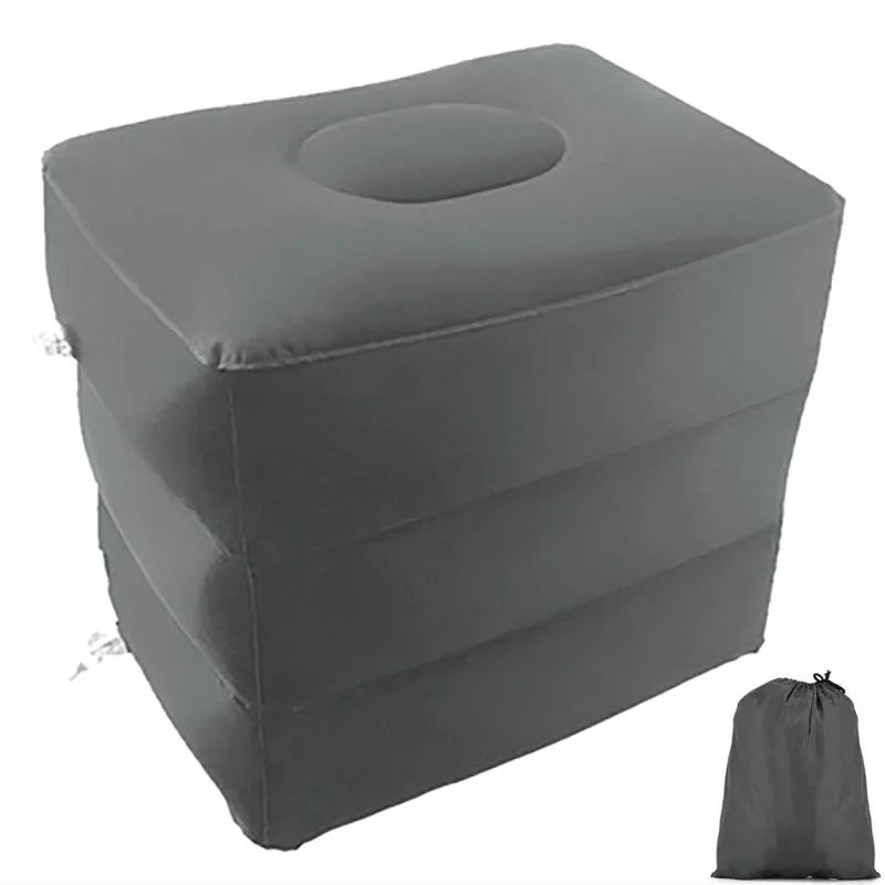 PVC Inflatable Travel Footrest Pillow for Kids and Adults – Ideal for Airplane, Car, and Bus Travel