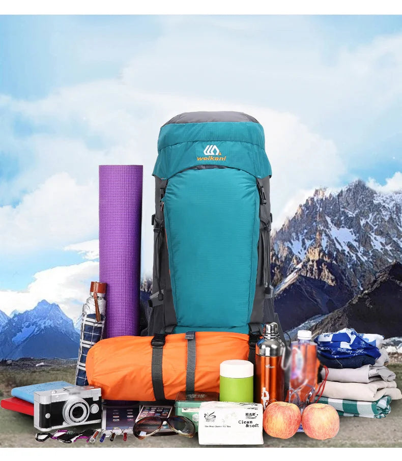 65L Large Capacity Waterproof Camping Backpack - Ideal for Hiking, Climbing, and Outdoor Adventures