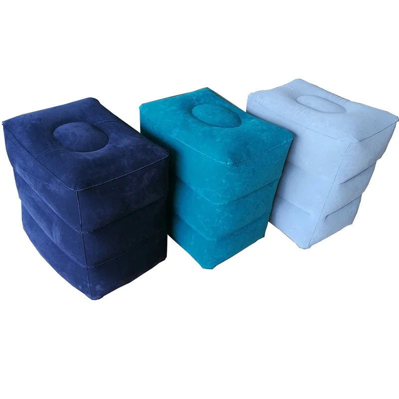 PVC Inflatable Travel Footrest Pillow for Kids and Adults – Ideal for Airplane, Car, and Bus Travel