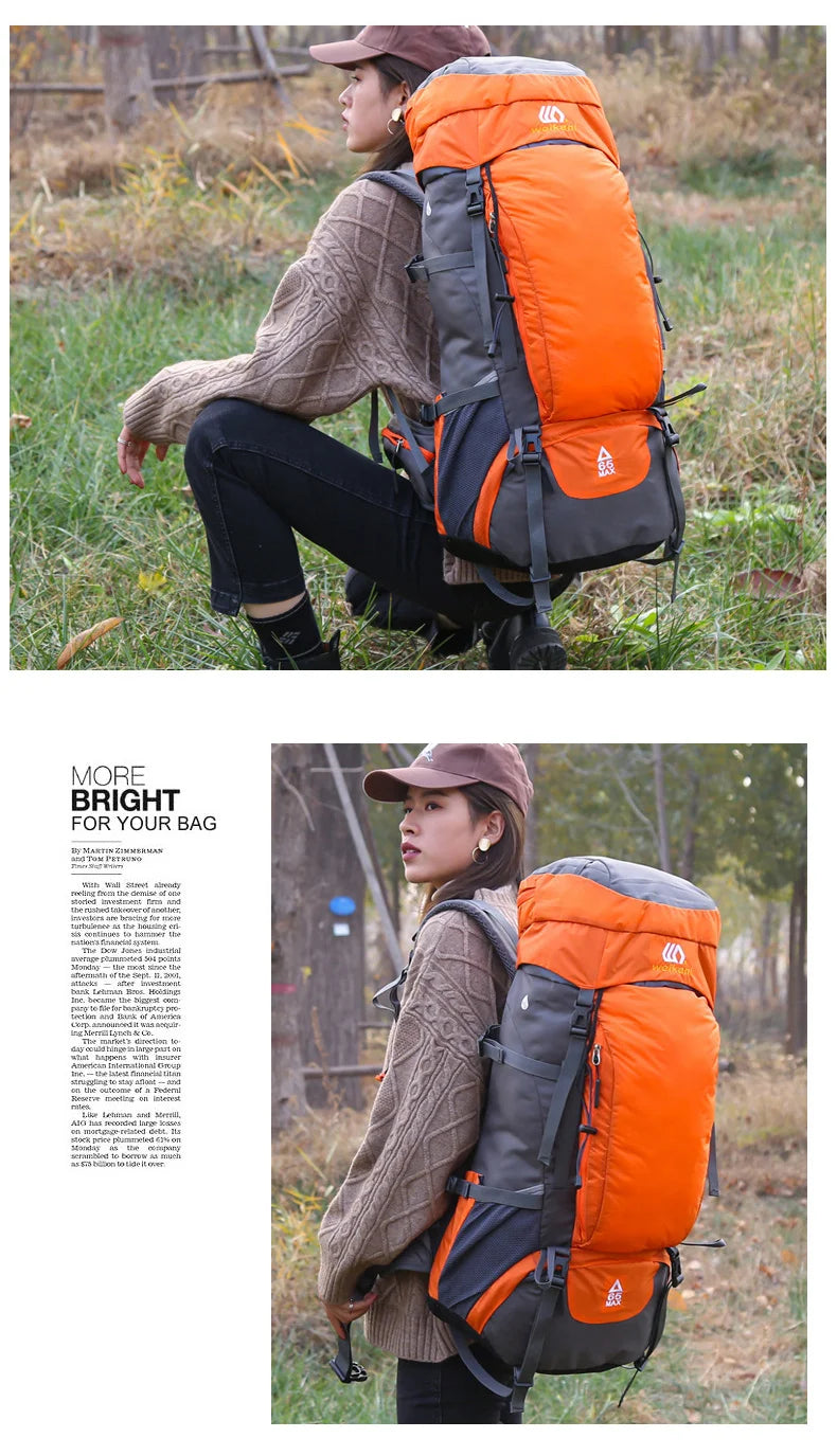 65L Large Capacity Waterproof Camping Backpack - Ideal for Hiking, Climbing, and Outdoor Adventures