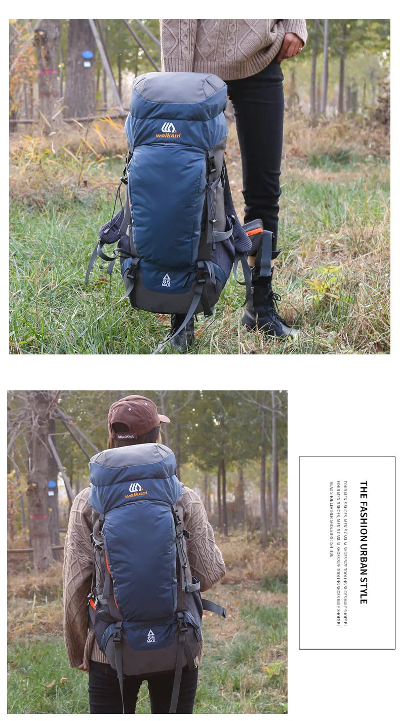 65L Large Capacity Waterproof Camping Backpack - Ideal for Hiking, Climbing, and Outdoor Adventures