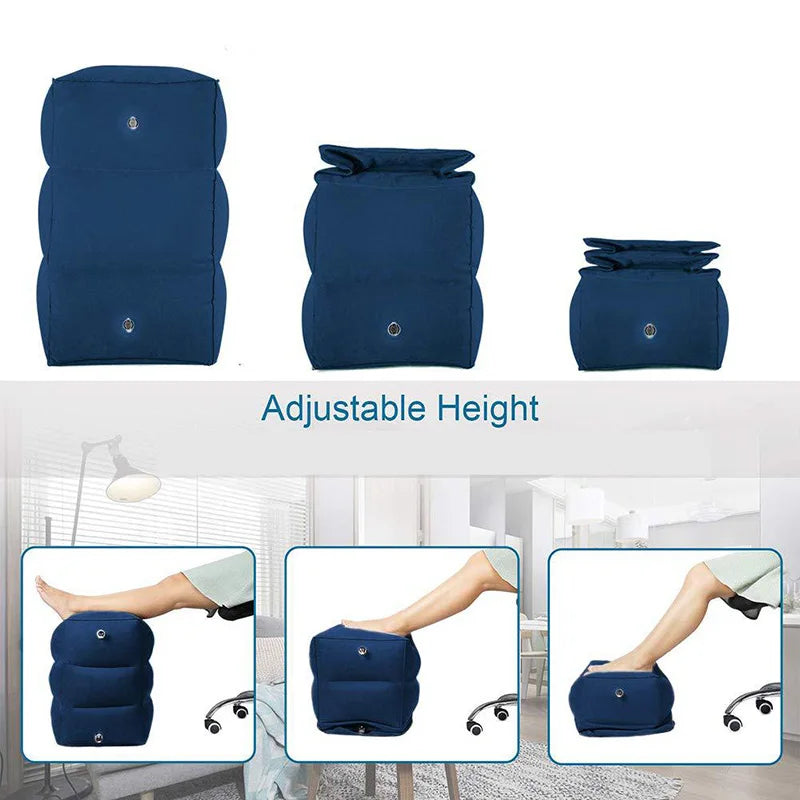 PVC Inflatable Travel Footrest Pillow for Kids and Adults – Ideal for Airplane, Car, and Bus Travel