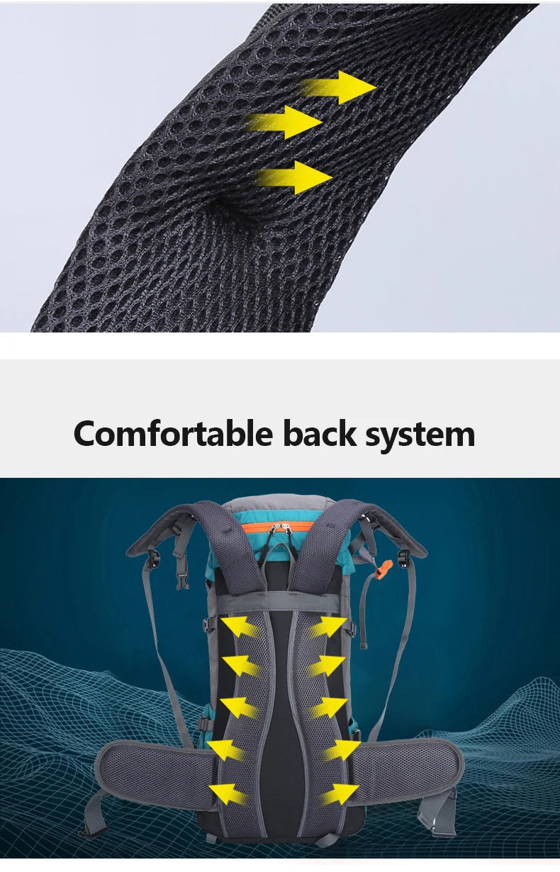 65L Large Capacity Waterproof Camping Backpack - Ideal for Hiking, Climbing, and Outdoor Adventures