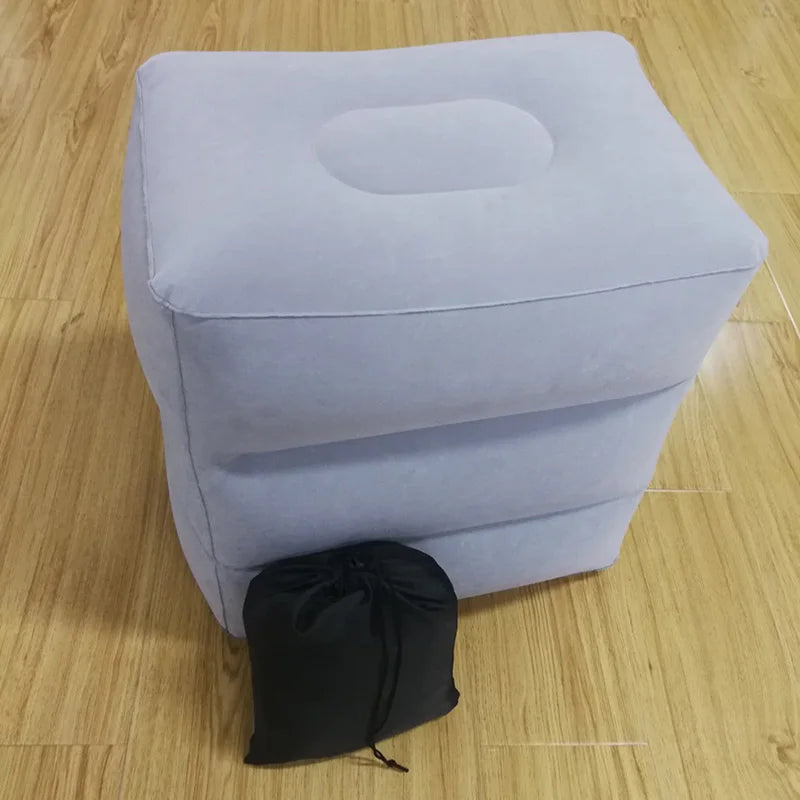 PVC Inflatable Travel Footrest Pillow for Kids and Adults – Ideal for Airplane, Car, and Bus Travel