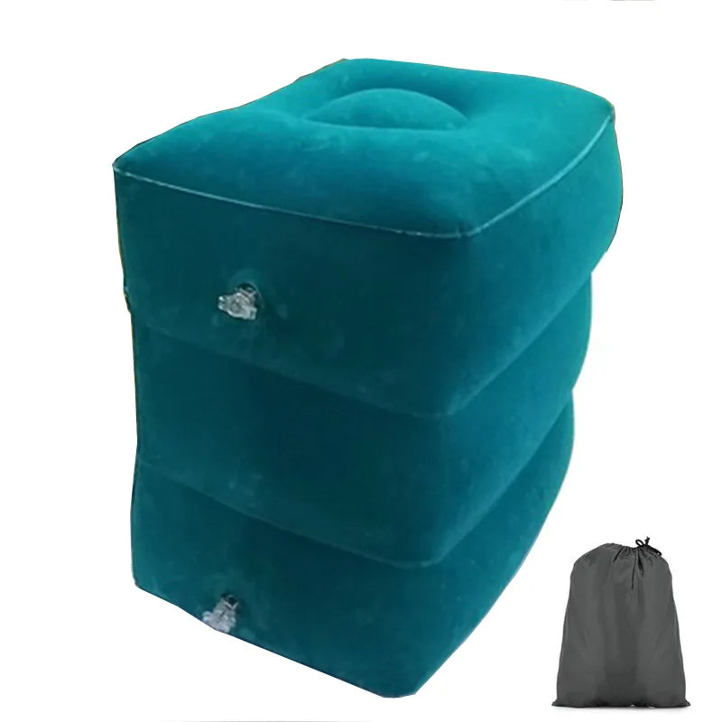 PVC Inflatable Travel Footrest Pillow for Kids and Adults – Ideal for Airplane, Car, and Bus Travel