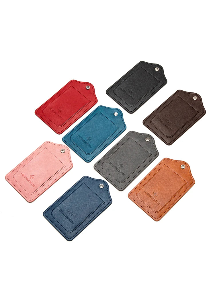 PU Leather Luggage Tag with Privacy Protection and Anti-Loss Wire Rope Loop – Ideal for Luggage and Travel Bags