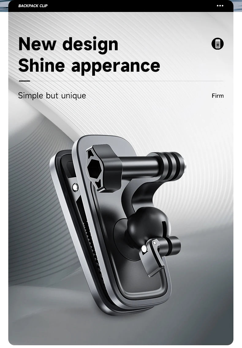 TELESIN 360° Rotation Magnetic Backpack Clip Mount for GoPro, Insta360, and DJI Action Cameras