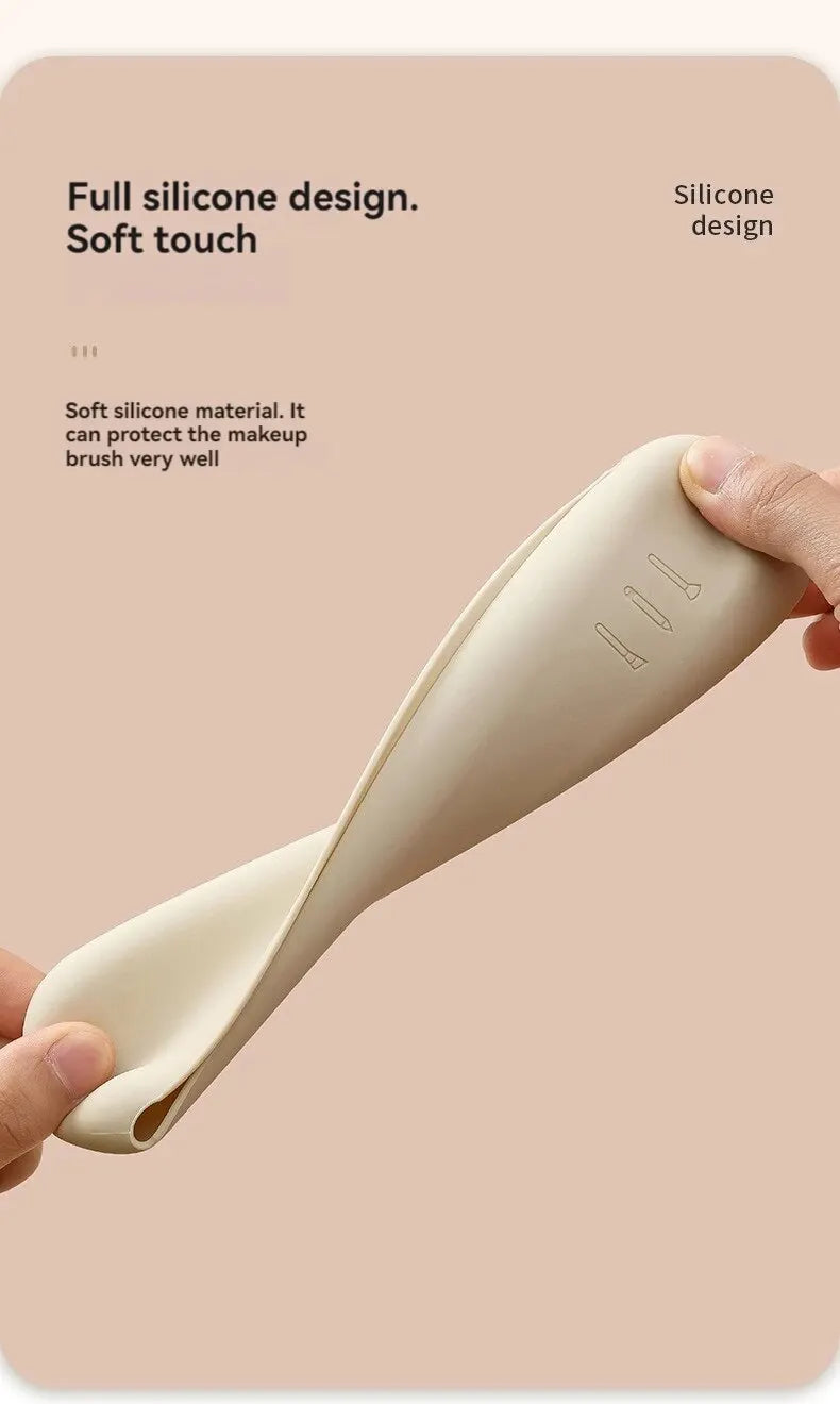 Silicone Makeup Brush & Brow Pencil Case – Dust-Proof, Portable Travel Storage Bag