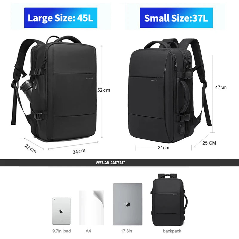 BANGE Expandable Travel Backpack – The Ultimate Companion for Business, School, and Adventure