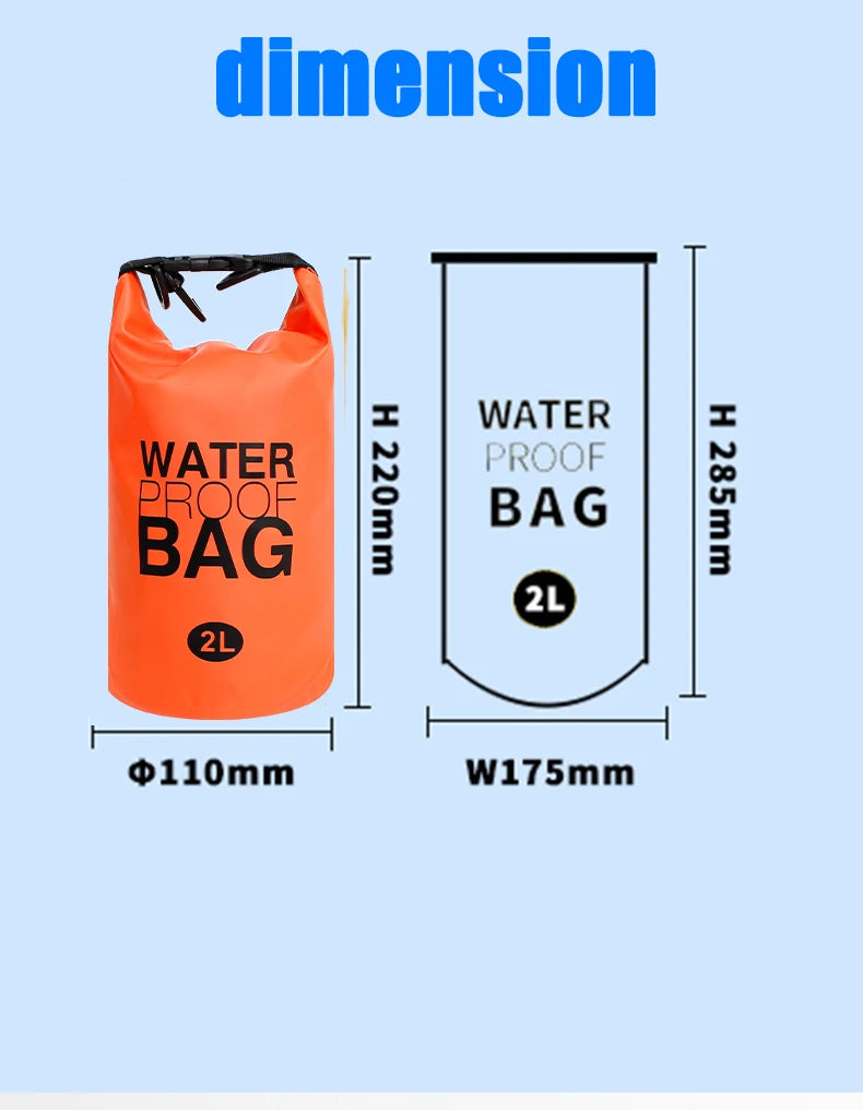 2-Liter Waterproof Dry Bag – Durable and Compression-Friendly Outdoor Backpack for Water Sports and Hiking