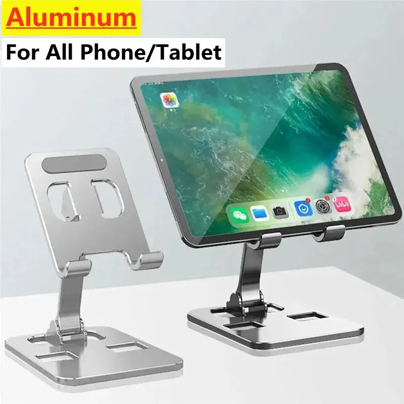 Universal Aluminum Alloy Portable Tablet and Phone Holder – Foldable and Adjustable Desk Stand