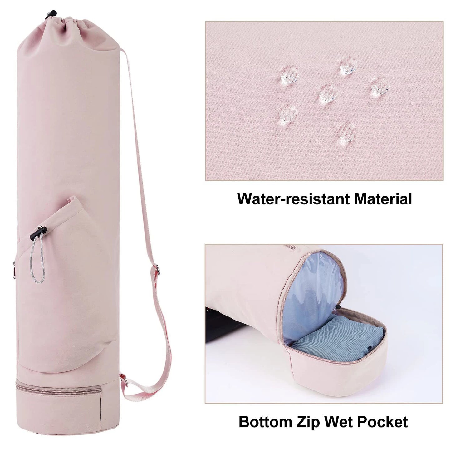 Yoga Mat Bag with Water Bottle Pocket & Wet Bag – 30L Capacity with Shoulder Strap