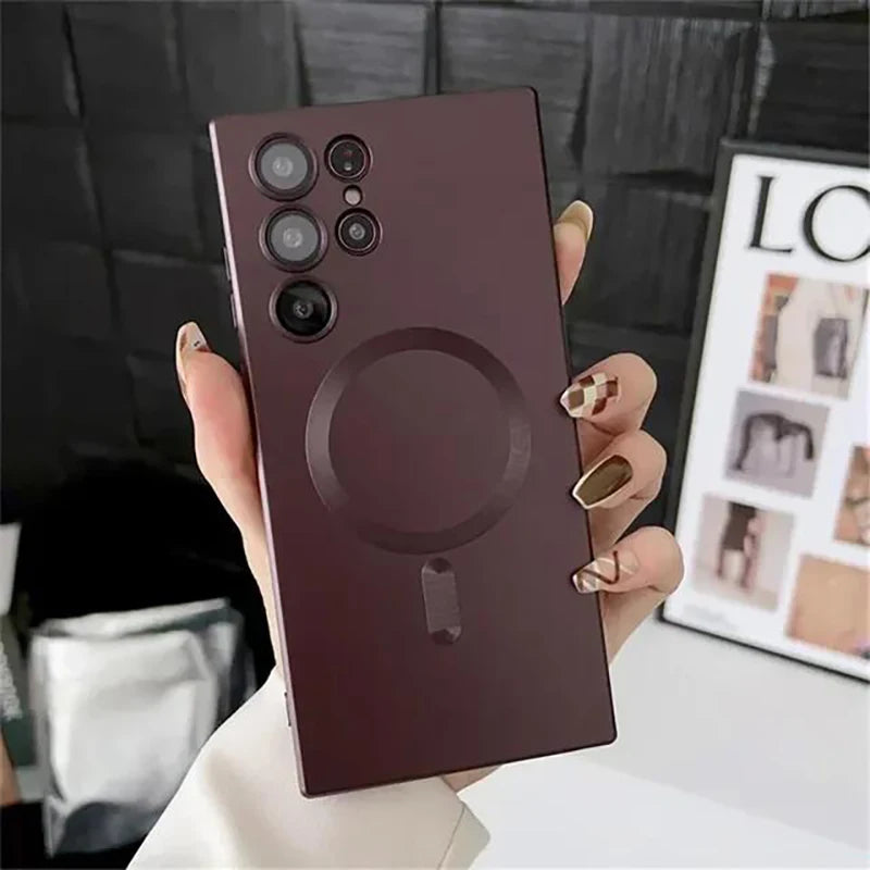 Luxury Wireless Charging Soft Silicone Case for Samsung Galaxy S22 S21 S23 S24 Ultra Plus Fe - Matte Shockproof Cover
