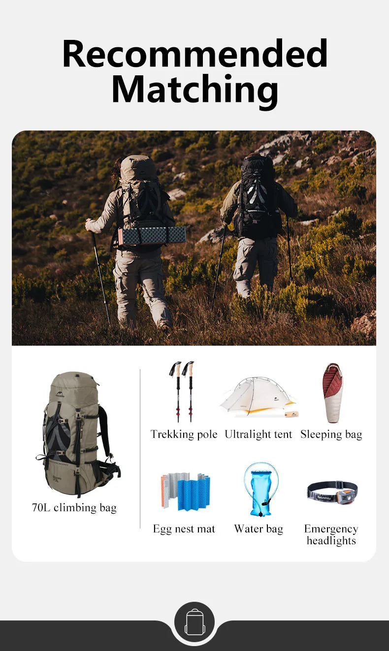 Naturehike 70L Camping Backpack - Ergonomic, Waterproof, and Built for Adventure