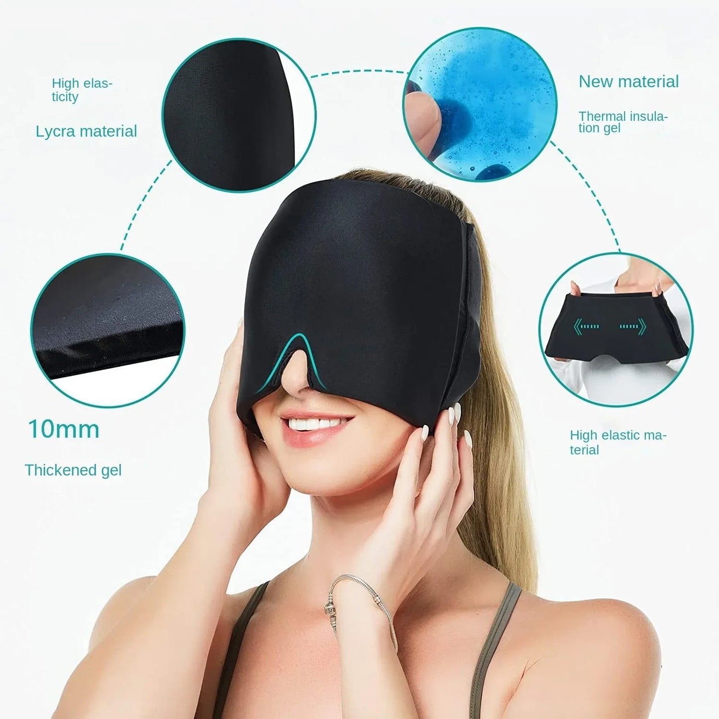 Migraine Relief Ice Hat – Ultimate Comfort and Therapy for Headache, Stress, and Pressure Relief with Hot/Cold Gel Compression Technology