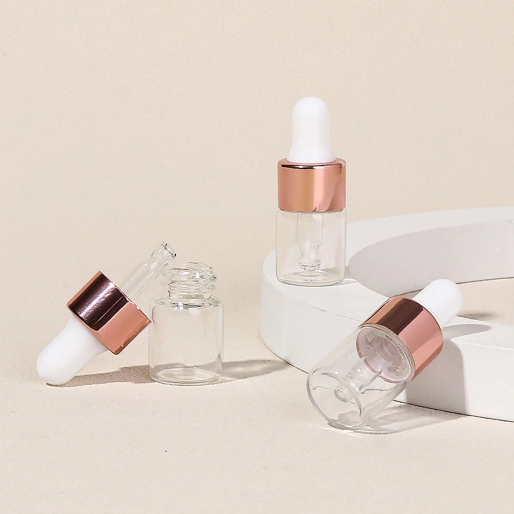 3-Piece 2ml Mini Glass Dropper Bottle Set - Perfect for Travel and DIY Beauty Products