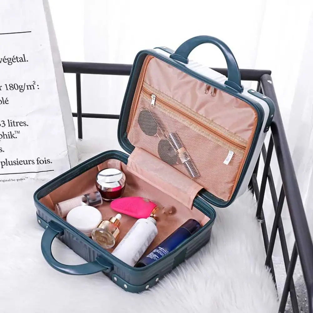 14-Inch Mini Travel Suitcase Cosmetic Box – Makeup Organizer with Password Lock