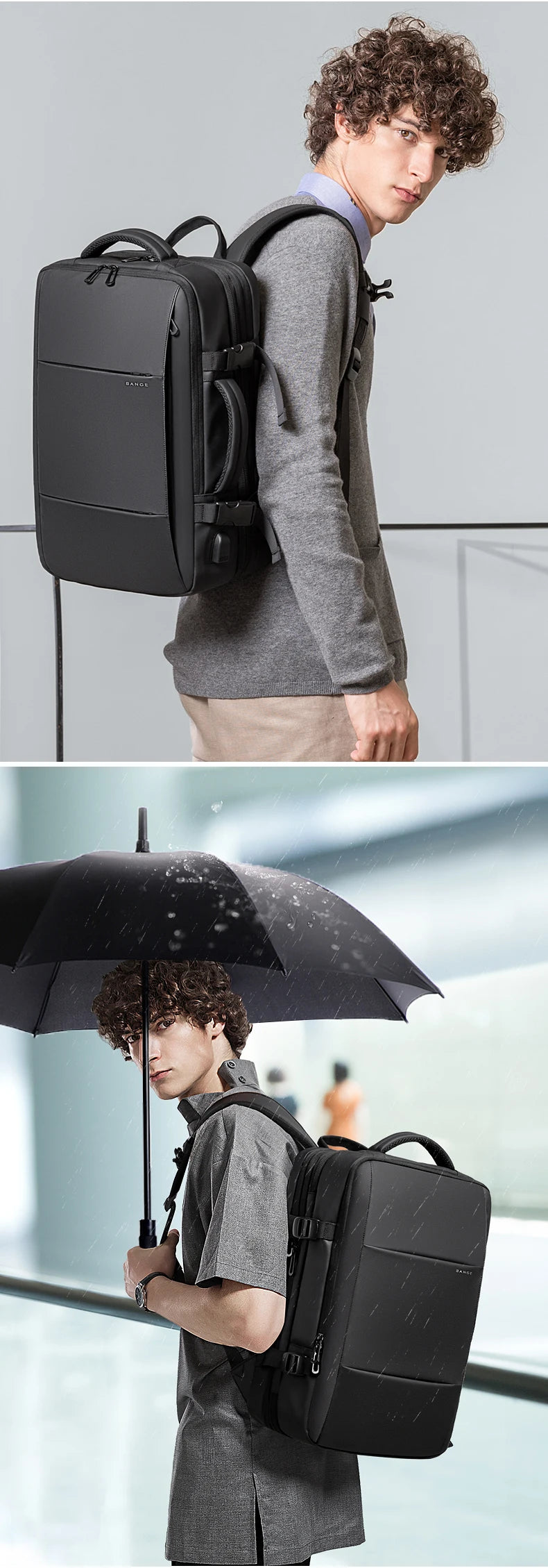 BANGE Expandable Travel Backpack – The Ultimate Companion for Business, School, and Adventure