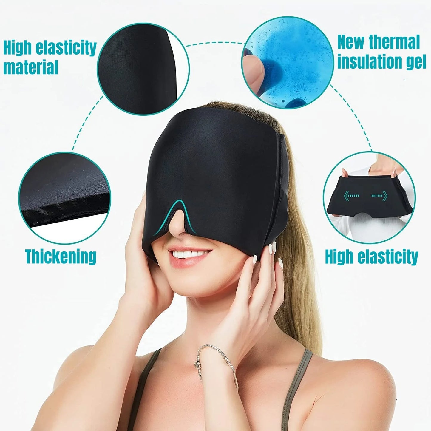 Migraine Relief Ice Hat – Ultimate Comfort and Therapy for Headache, Stress, and Pressure Relief with Hot/Cold Gel Compression Technology