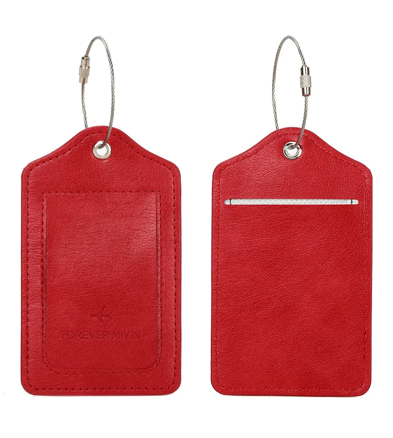 PU Leather Luggage Tag with Privacy Protection and Anti-Loss Wire Rope Loop – Ideal for Luggage and Travel Bags