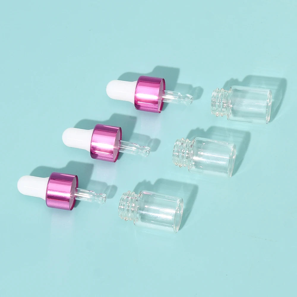 3-Piece 2ml Mini Glass Dropper Bottle Set - Perfect for Travel and DIY Beauty Products
