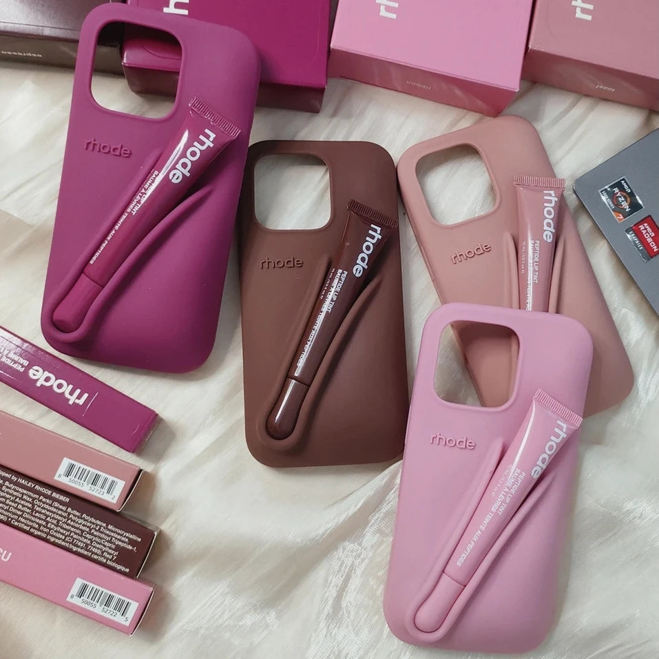 New Autumn Limited Edition Rhode Lip Holder Silicone Phone Case – Stylish and Functional Cover for iPhone 11, 12, 13, 14, 15, 16 Pro Max Plus