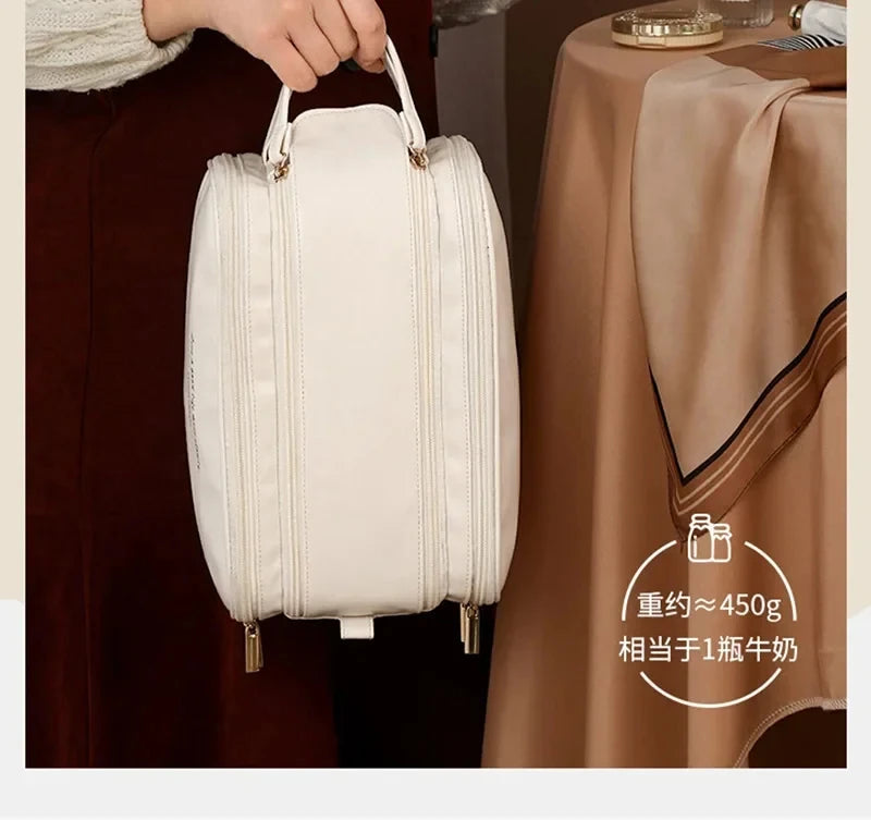 Multifunctional Makeup Bag for Women - Large Capacity PU Leather Travel Makeup and Toiletry Organizer with Double Zipper