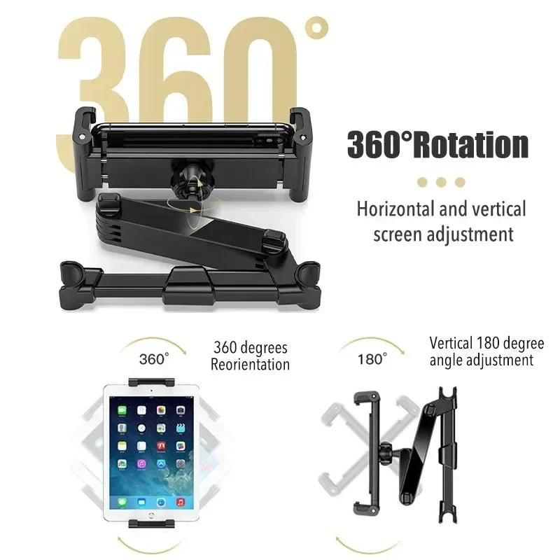 Universal Car Headrest Tablet Holder - Compatible with 4.7"-12.9" Devices