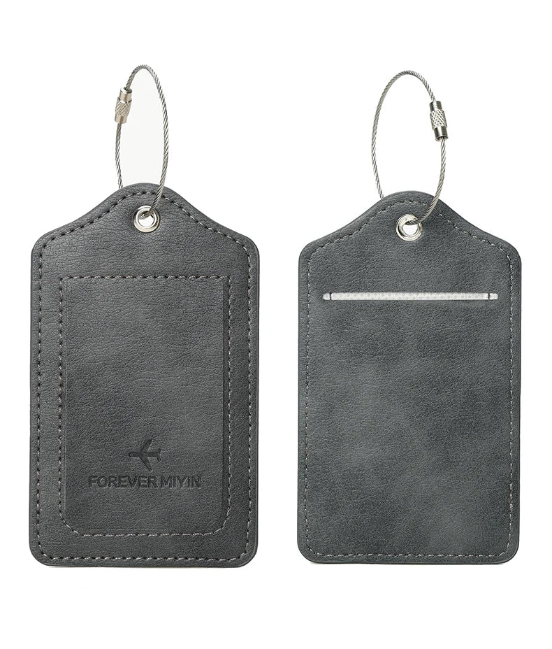 PU Leather Luggage Tag with Privacy Protection and Anti-Loss Wire Rope Loop – Ideal for Luggage and Travel Bags