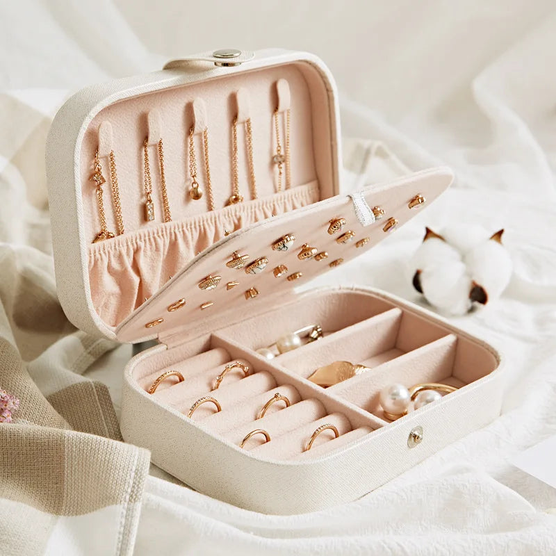 Korean-Inspired Exquisite Portable Jewelry Storage Box - Elegant and Practical for Travel